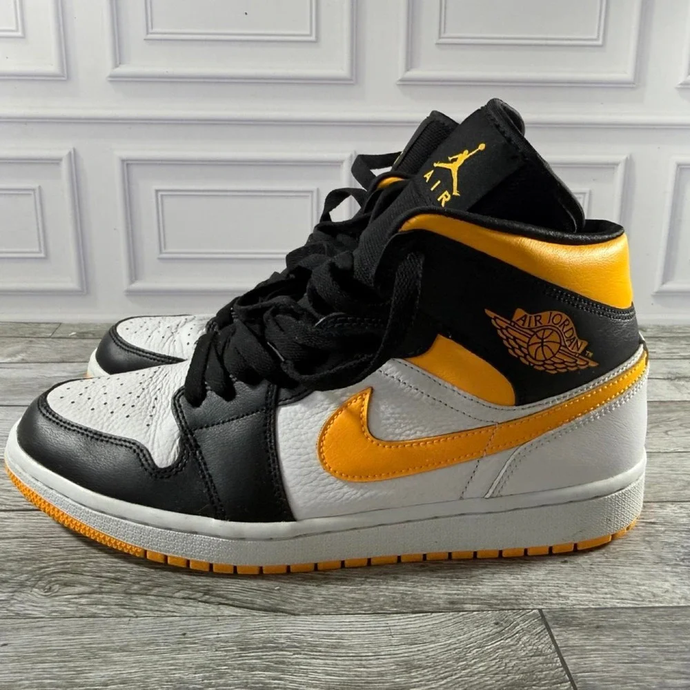 2020 Wmns Air Jordan 1 Mid SE Black, white, and yellow